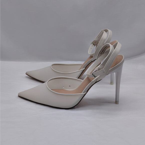 Steve Madden Alessi Heels Pumps 9M Off White Slingback Stiletto Dress Shoes - Picture 1 of 10